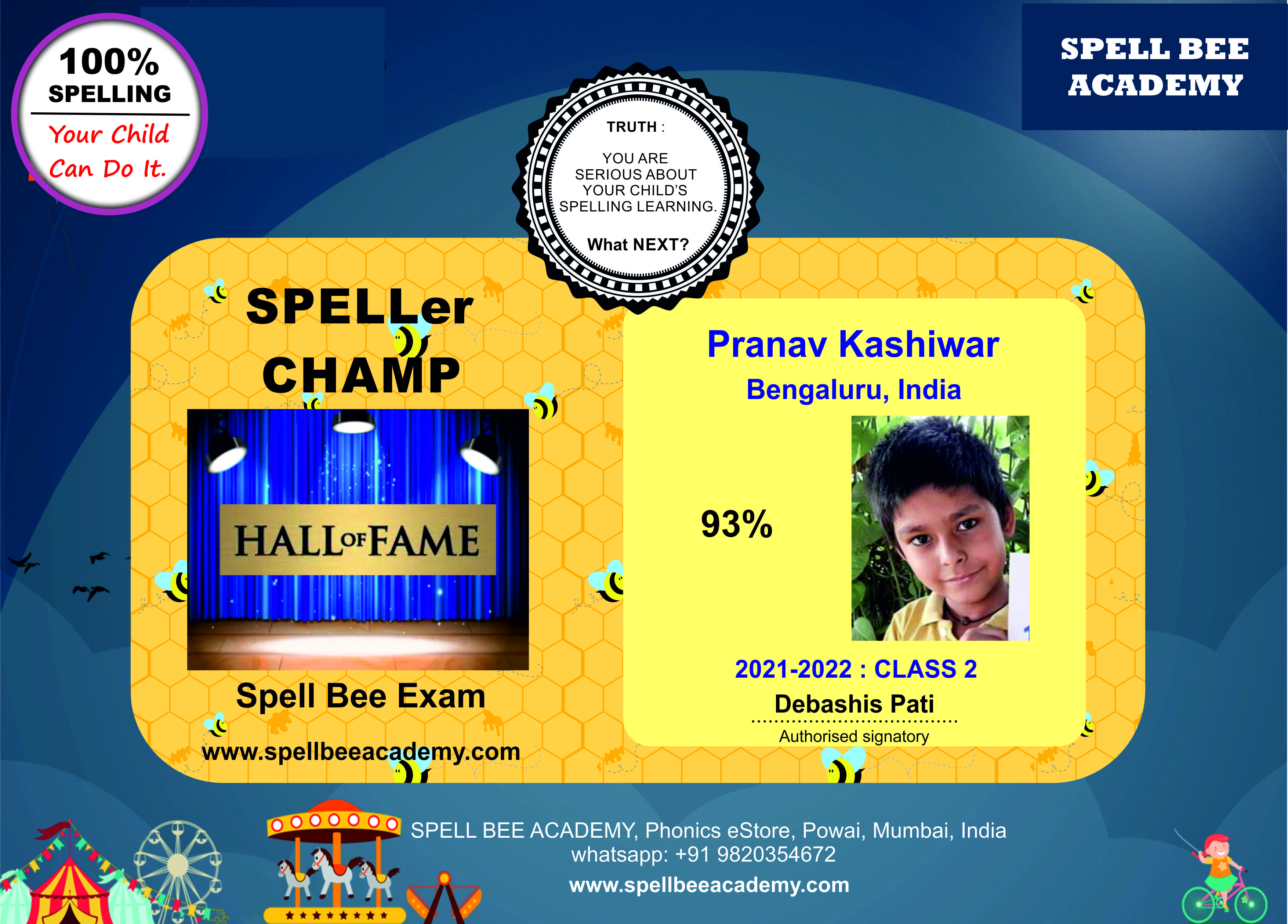 spell bee competition Pranav Kashiwar Bangalore